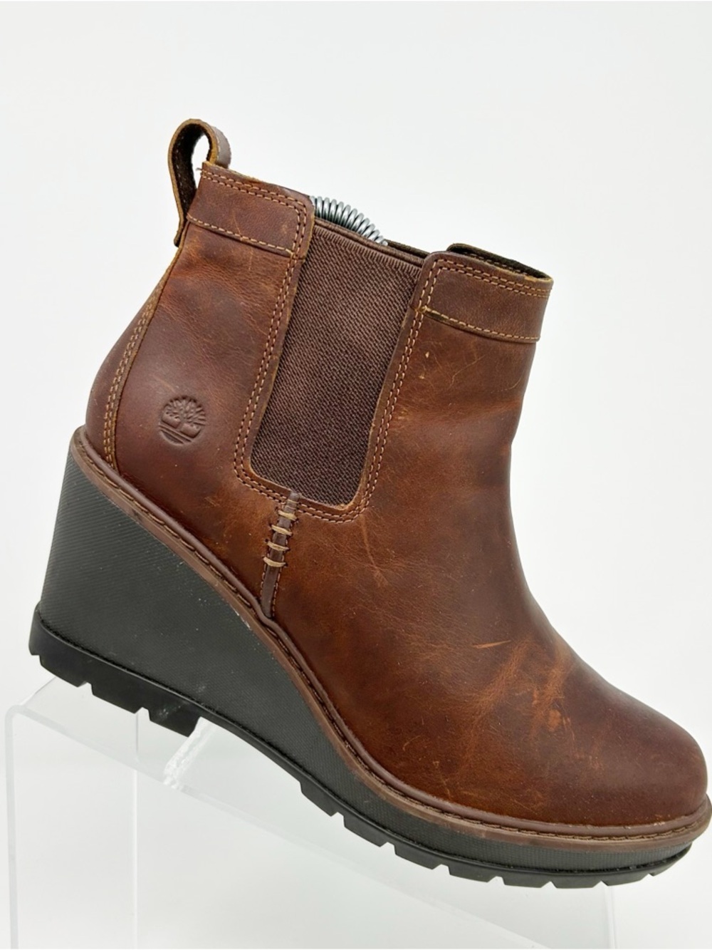 Timberland Womens Chelsea Ankle Boots Brown Wedge Heel Anti-Fatigue Size 8.5